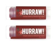 🍒 hurraw! black cherry tinted lip balm, 2 pack: organic, certified vegan, cruelty-free, gluten-free. non-gmo, 100% natural ingredients. free from beeswax, shea butter, soy, and palm. made in the usa logo