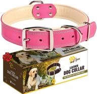 🐶 padded pink leather collar for large female dogs - soft and durable girl dog collar for large breeds (pink, l) logo