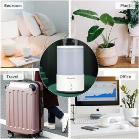 img 1 attached to 💦 650ml Mini Humidifier - Portable Cool Mist Plant Humidifier with Night Light and USB - Perfect for Bedroom, Travel, Office - Auto Shut-Off, 2 Mist Modes - White