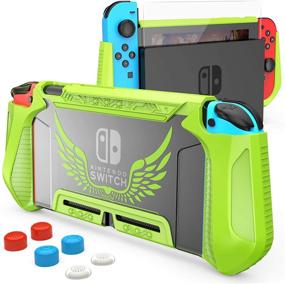 img 4 attached to 🎮 Heavy Duty Nintendo Switch Case - Compatible with Screen Protector - TPU Protective Cover with Shock Absorption and Anti-Scratch - Green