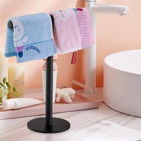 img 1 attached to 🛁 Freestanding Pynsseu Bath Hand Towel Holder in Matte Black Stainless Steel, T-Shape Towel Bar Rack for Bathroom Vanity Countertop, Kitchen, or Tower Bar