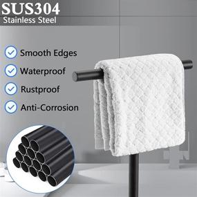 img 3 attached to 🛁 Freestanding Pynsseu Bath Hand Towel Holder in Matte Black Stainless Steel, T-Shape Towel Bar Rack for Bathroom Vanity Countertop, Kitchen, or Tower Bar