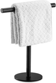 img 4 attached to 🛁 Freestanding Pynsseu Bath Hand Towel Holder in Matte Black Stainless Steel, T-Shape Towel Bar Rack for Bathroom Vanity Countertop, Kitchen, or Tower Bar