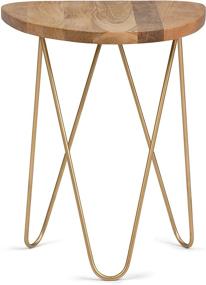 img 3 attached to SimpliHome Patrice Mid-Century Modern Metal and Wood Side Table in Natural and Gold – 18-inch Wide Accent Table for Living Room, Bedroom, End, Bedside, and Nightstand