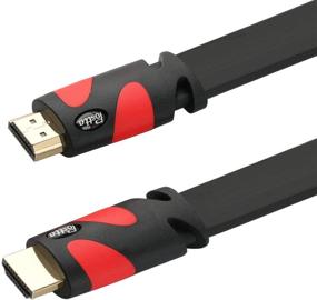 img 3 attached to 🔌 50-FT Flat HDMI Cable - 4K Ultra HD, 3D, 2160p, 1080p, Ethernet & Audio Return Support - Black & Red