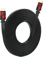 🔌 50-ft flat hdmi cable - 4k ultra hd, 3d, 2160p, 1080p, ethernet & audio return support - black & red logo