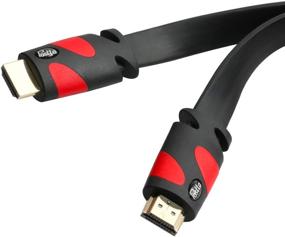 img 1 attached to 🔌 50-FT Flat HDMI Cable - 4K Ultra HD, 3D, 2160p, 1080p, Ethernet & Audio Return Support - Black & Red