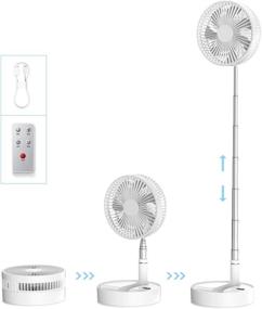 img 4 attached to 🌬️ Benks Desk and Table Fan, Air Circulator Fan Oscillating Fan Foldable Floor Fan Portable Travel Mini Fans ,Telescopic Fan 4 Speeds Ultra Quiet Adjustable Height with Remote Control ,4 Speed Settings 7200mAh Oscillating/Stretchable/Timer(White)