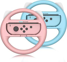 img 4 attached to 🎮 2 Pack Family Racing Steering Wheel Switch Controller for Mario Kart 8 Deluxe - Pink & Blue