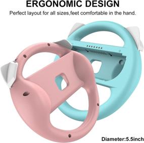 img 2 attached to 🎮 2 Pack Family Racing Steering Wheel Switch Controller for Mario Kart 8 Deluxe - Pink & Blue