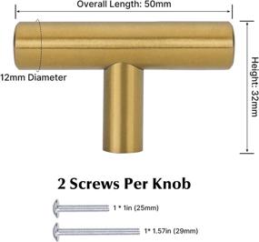 img 3 attached to 🔑 Goldenwarm 10 Pack Gold Cabinet Knobs - Brushed Brass Drawer Knobs - Gold Dresser Hardware - LS201GD Single Hole Handles for Kitchen Cupboard Doors and Closet Hardware - 2in Overall Length