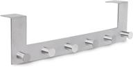 🚪 contemporary over the door hook rack: 6 hooks, stainless steel rail – ideal for bathroom towels, indoor or outdoor use logo