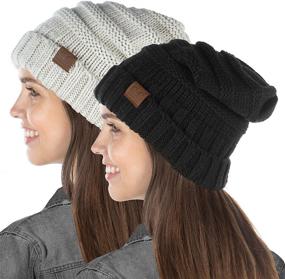 img 4 attached to 👒 Funky Junque Exclusive Women's Oversized Slouchy Beanie Hat - Ribbed Knit Warm Cap