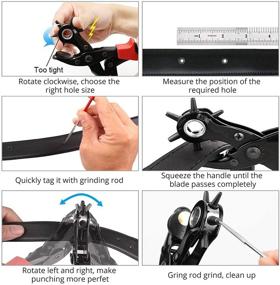 img 2 attached to 🛠️ CAMWAY Leather Hole Punch and Rivet Kit for Crafting, DIY - 6 Sizes Pliers, Leather Punches, Belt Hole Puncher, 240 Double Cap Rivets - Perfect for Dog Collars, Shoes, Fabric, Paper