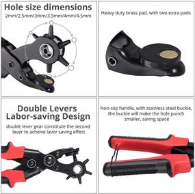 img 3 attached to 🛠️ CAMWAY Leather Hole Punch and Rivet Kit for Crafting, DIY - 6 Sizes Pliers, Leather Punches, Belt Hole Puncher, 240 Double Cap Rivets - Perfect for Dog Collars, Shoes, Fabric, Paper