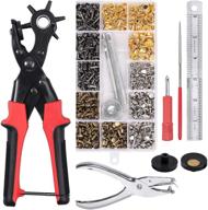 🛠️ camway leather hole punch and rivet kit for crafting, diy - 6 sizes pliers, leather punches, belt hole puncher, 240 double cap rivets - perfect for dog collars, shoes, fabric, paper logo