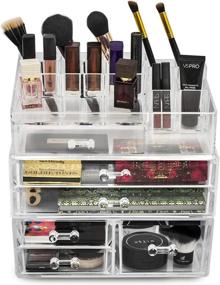 img 1 attached to 💄 Sorbus Acrylic Cosmetics Makeup and Jewelry Storage Case Display Sets: Customizable Drawers for Your Dream Makeup Counter