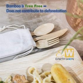 img 1 attached to Compostable Bamboo Utensils Set - Biodegradable Disposable Silverware Forks Spoons Knives with Travel Bag - Eco-Friendly Camping Utensils 126 PC Set