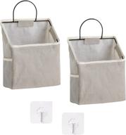 📦 2-pack wall hanging storage bag with sticky hook - closet pocket storage organizer for bathroom, dormitory, linen cotton bedroom containers (grey) логотип