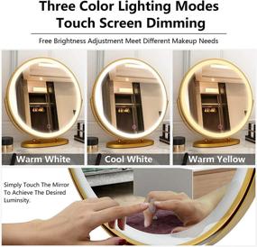 img 2 attached to 🔆 LVSOMT Vanity Makeup Mirror: 3 Color Lighting, Dimmable LED, Touch Control & 360° Rotation - Gold