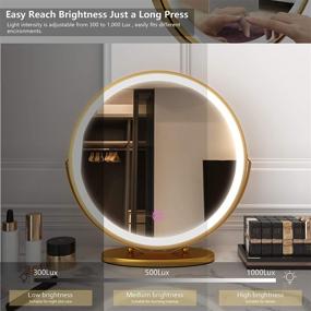 img 1 attached to 🔆 LVSOMT Vanity Makeup Mirror: 3 Color Lighting, Dimmable LED, Touch Control & 360° Rotation - Gold