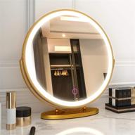 🔆 lvsomt vanity makeup mirror: 3 color lighting, dimmable led, touch control & 360° rotation - gold логотип