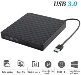 img 2 attached to 💿 Slim Portable USB 3.0 CD DVD Drive - High-Quality DVD RW Optical Drive for Windows & Mac