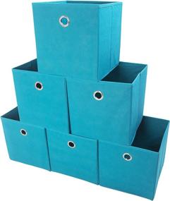 img 4 attached to Amborido 6 Pack of Foldable Storage Cubes with Fabric Bins in Lake Blue