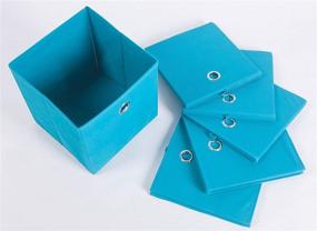 img 3 attached to Amborido 6 Pack of Foldable Storage Cubes with Fabric Bins in Lake Blue