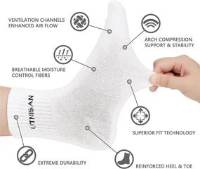 img 3 attached to 🧦 Athletic Crew Sock Women Quarter Cotton Arch Support Sock - Durable, Breathable, Pack of 6 Pairs, US Size 6-12