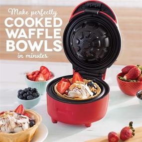 img 3 attached to DASH Waffle Bowl Maker - Create Perfect Individual Waffle Bowls, Belgian Waffles, Taco Bowls, and More! - in Vibrant Red