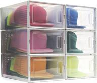 transparent hat organizer for baseball caps (pack of 6) by boxy concepts - hat storage box and holder with click-lock door, odor vents – easy assembly hat rack system for stylish and organized hat display логотип