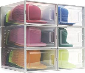 img 4 attached to Transparent Hat Organizer for Baseball Caps (Pack of 6) by Boxy Concepts - Hat Storage Box and Holder with Click-Lock Door, Odor Vents – Easy Assembly Hat Rack System for Stylish and Organized Hat Display