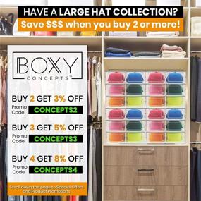 img 1 attached to Transparent Hat Organizer for Baseball Caps (Pack of 6) by Boxy Concepts - Hat Storage Box and Holder with Click-Lock Door, Odor Vents – Easy Assembly Hat Rack System for Stylish and Organized Hat Display