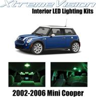 интерьерная светодиодная лампа xtremevision для mini cooper 2002-2006 (7 штук) зеленый комплект светодиодных ламп для интерьера. инструмент для установки. логотип