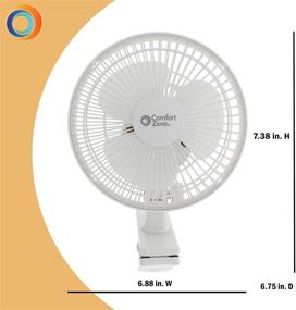 img 2 attached to 🌬️ Comfort Zone CZ6C 6-inch Desk Fan, White - Portable & Quiet with 2-Speeds, Clip-On Design, and Fully Adjustable Tilt - Ideal for Indoor Use