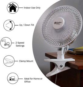 img 3 attached to 🌬️ Comfort Zone CZ6C 6-inch Desk Fan, White - Portable & Quiet with 2-Speeds, Clip-On Design, and Fully Adjustable Tilt - Ideal for Indoor Use