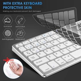 img 2 attached to 💻 Rechargeable Dual Mode Bluetooth 2.4G Wireless Keyboard and Mouse Combo for Windows/Android/Mac OS/iOS, Switch Between 3 Devices, Includes Extra Silicone Keyboard Cover (White+Silver)