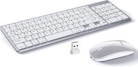 img 4 attached to 💻 Rechargeable Dual Mode Bluetooth 2.4G Wireless Keyboard and Mouse Combo for Windows/Android/Mac OS/iOS, Switch Between 3 Devices, Includes Extra Silicone Keyboard Cover (White+Silver)