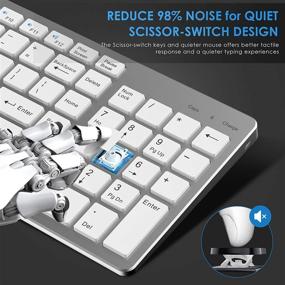 img 1 attached to 💻 Rechargeable Dual Mode Bluetooth 2.4G Wireless Keyboard and Mouse Combo for Windows/Android/Mac OS/iOS, Switch Between 3 Devices, Includes Extra Silicone Keyboard Cover (White+Silver)