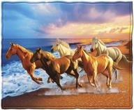🐴 horses on the beach: luxurious plush fleece throw blanket for unmatched softness logo