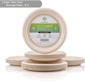img 1 attached to 🌱 GreenTree 100% Biodegradable 9 inch Disposable Plates – 100 Pack. Eco-friendly Paper Substitute. Made from All Natural Sugarcane. Microwave Safe Plates.
