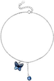 img 4 attached to 🦋 T400 Серебряная бабочка с кристаллом Браслет на ногу: Уникальный подарок на день рождения для девочек и женщин