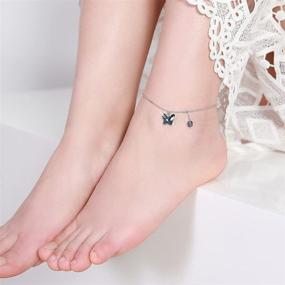 img 1 attached to 🦋 T400 Sterling Silver Butterfly Crystal Anklet: Unique Birthday Gift for Girls and Women