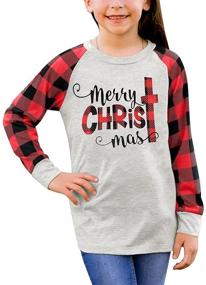 img 4 attached to 🎄 BesserBay Girls Christmas Raglan Sleeve Tops, Tees & Blouses: Festive Clothing for Girls