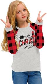 img 2 attached to 🎄 BesserBay Girls Christmas Raglan Sleeve Tops, Tees & Blouses: Festive Clothing for Girls