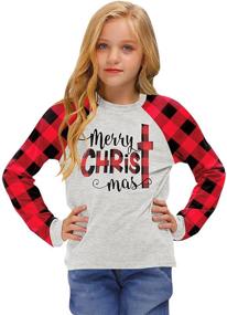 img 3 attached to 🎄 BesserBay Girls Christmas Raglan Sleeve Tops, Tees & Blouses: Festive Clothing for Girls