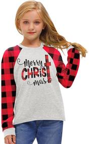 img 1 attached to 🎄 BesserBay Girls Christmas Raglan Sleeve Tops, Tees & Blouses: Festive Clothing for Girls