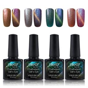 img 4 attached to Elite99 Holographic Cat Eye Gel Nail Polish Set: 4 Colors of Soak Off UV LED Holo Glitter Manicure Stars Sky Series, 10ML - C005