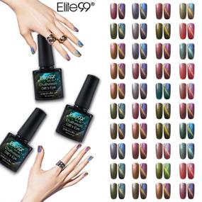 img 2 attached to Elite99 Holographic Cat Eye Gel Nail Polish Set: 4 Colors of Soak Off UV LED Holo Glitter Manicure Stars Sky Series, 10ML - C005